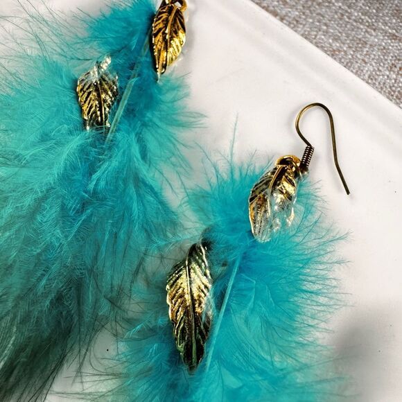 Free People Blue and Gold Feather Earrings - Picture 8 of 10